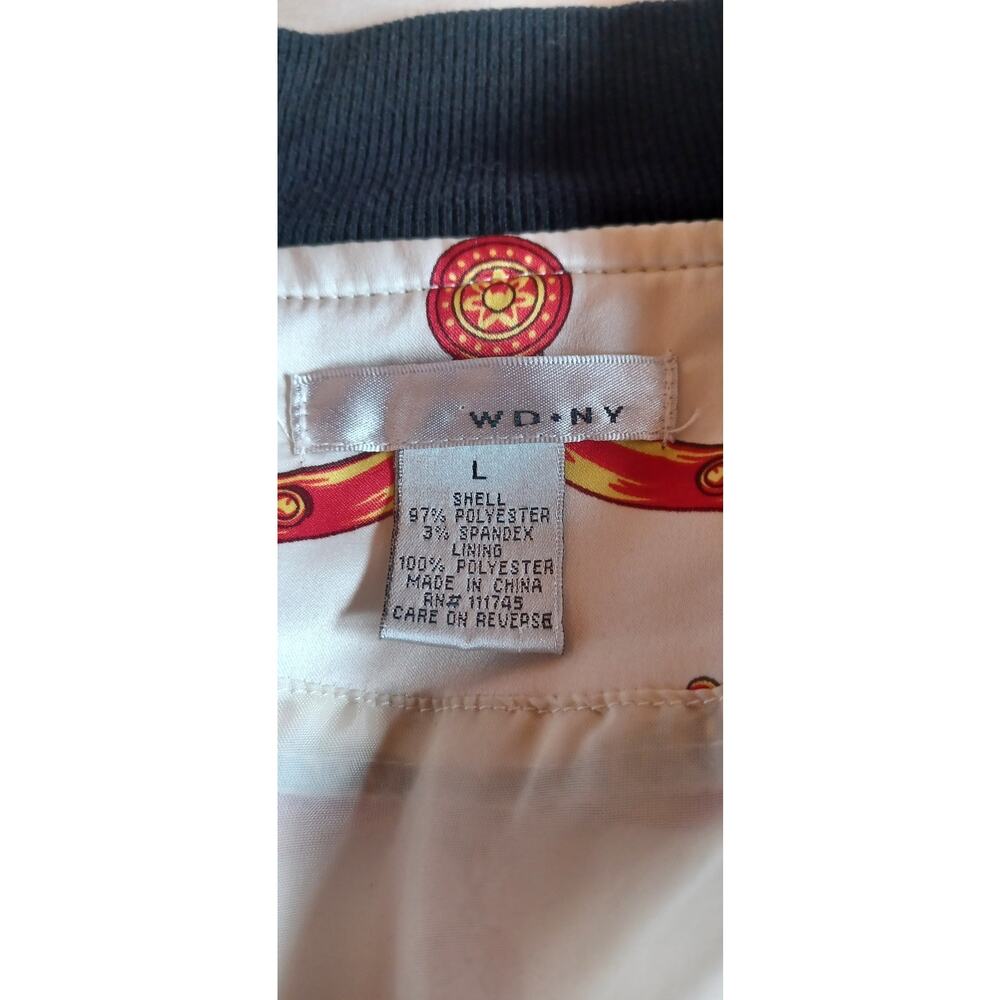 Vintage WD•NY Baroque Equestrian Bomber Jacket Large Gold Chain & Bridle Print - Picture 5 of 6